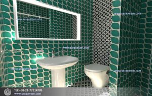 کاشی سبز سرویس بهداشتی