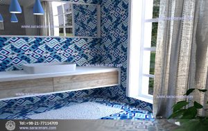 کاشی و سرامیک طرحدار آبی برای سرویس بهداشتی
