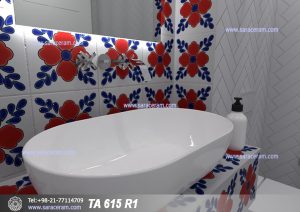 کاشی گل قرمز
