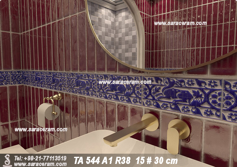 حاشیه کاشی قلم آبی