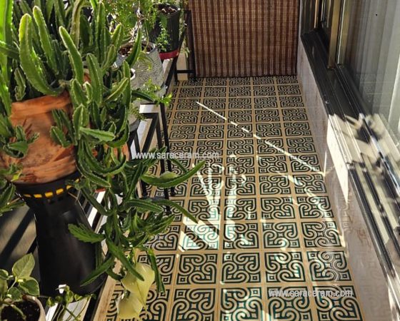 سرامیک های کف تراس سبز نخودی باطرح مدیترانه TA418A3R1