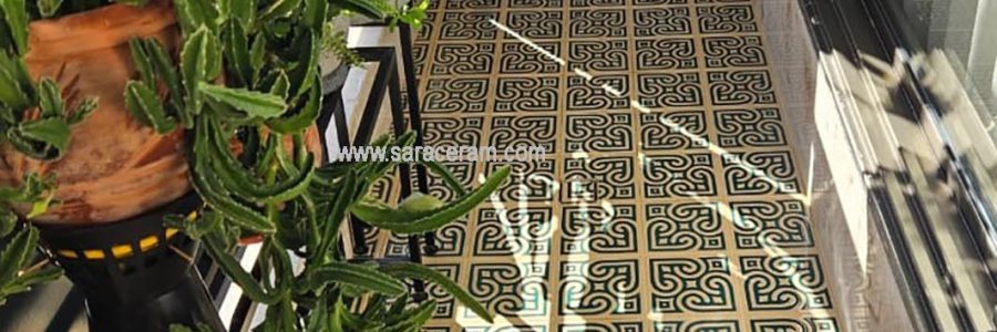 سرامیک های کف تراس سبز نخودی باطرح مدیترانه TA418A3R1